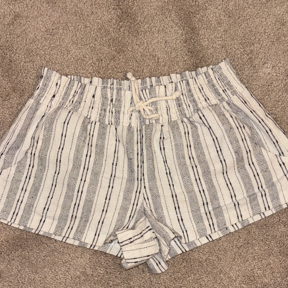 Almost Famous High Waist Striped Shorts in Black and White